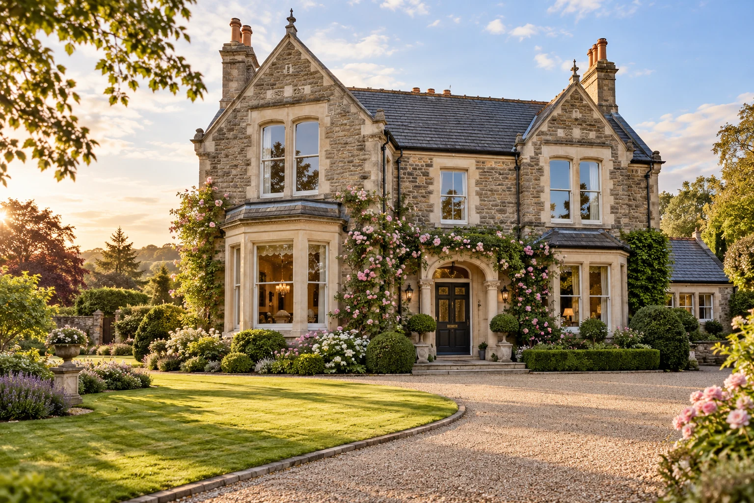 Beautiful British home with a landscaped garden — illustrative brand image
